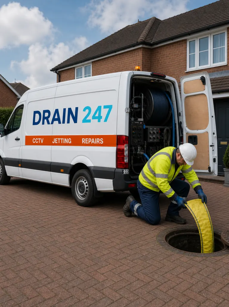 Drain 247 engineer on a Northwood drainage job