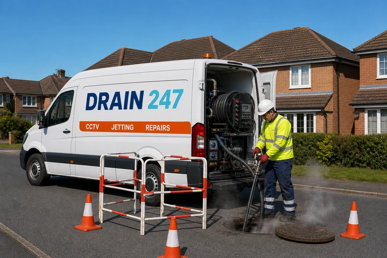 Drain 247 engineer on a Borehamwood drainage job